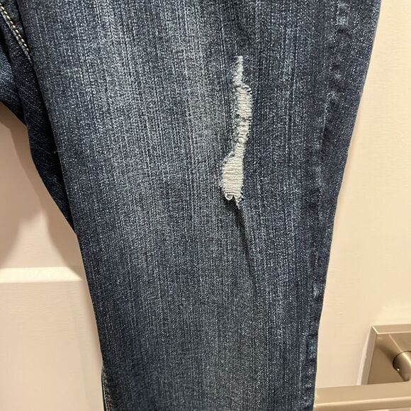 Torrid Ankle Skinny Jeans, Mid-Rise, Lightly Distressed, Dark Wash - Picture 4 of 11